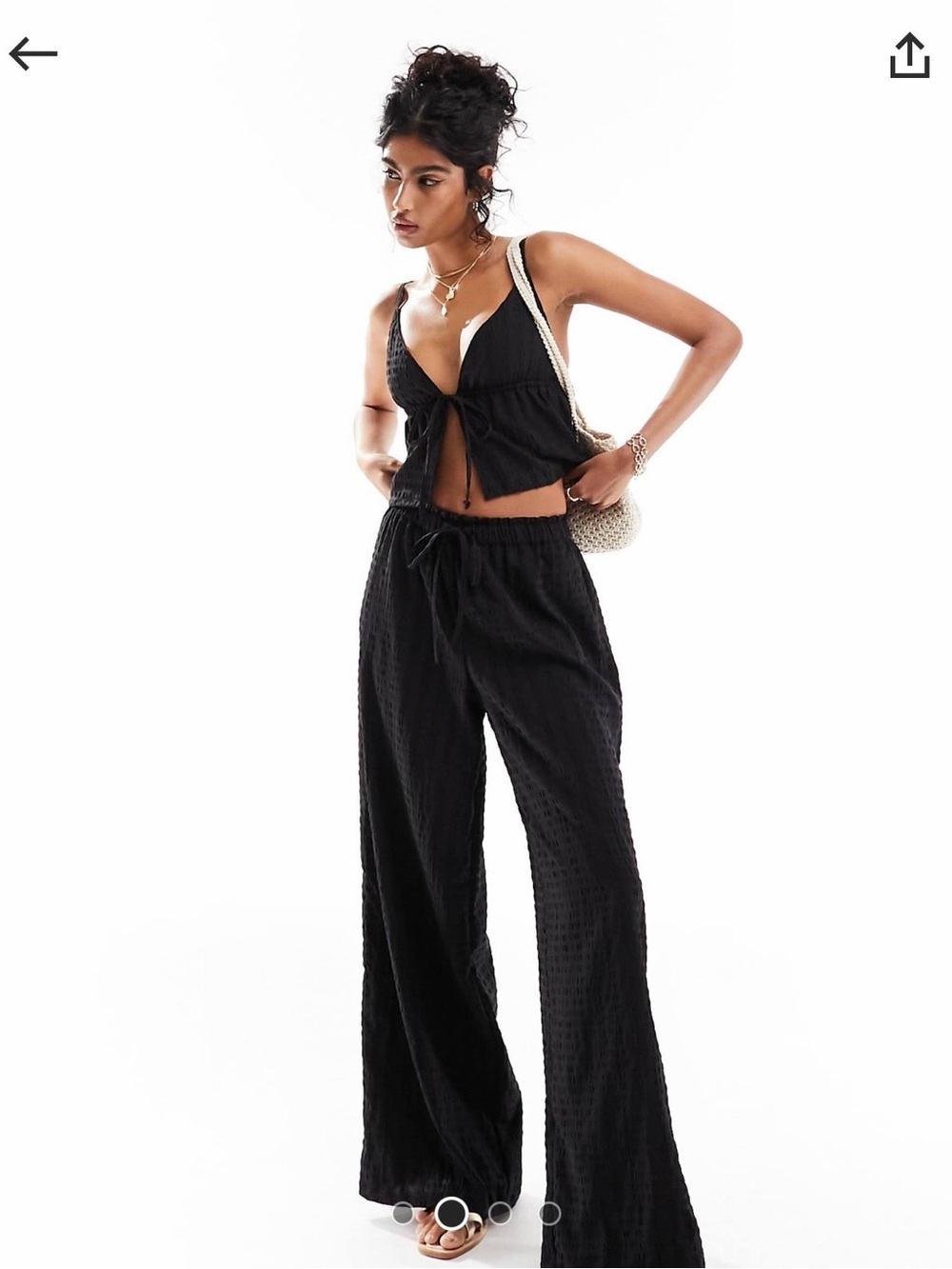 ASOS Black Wide-Leg Tie-Front Two-Piece Set